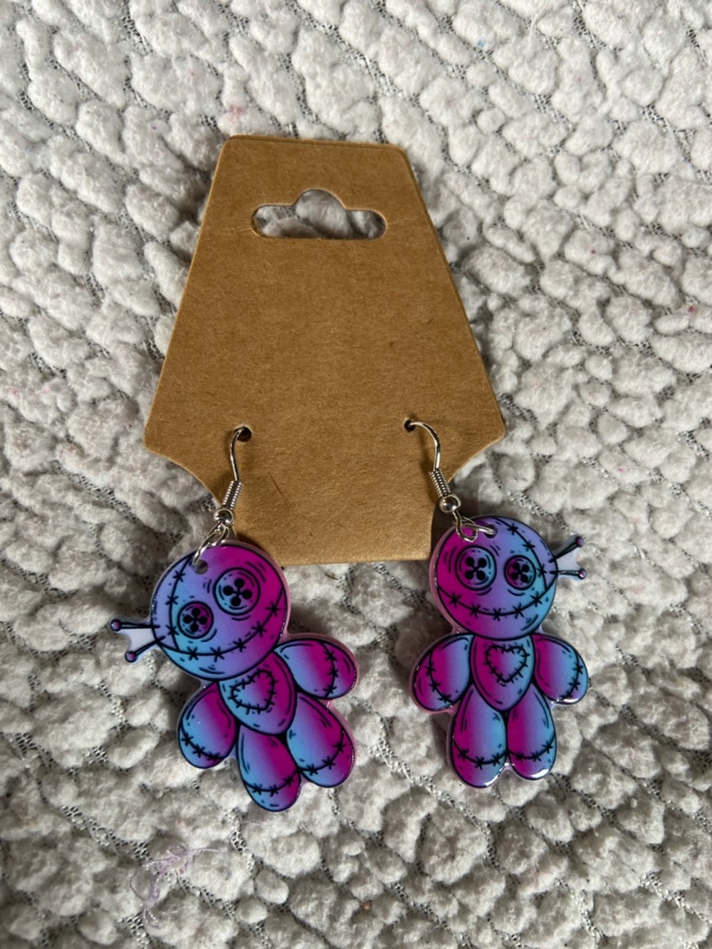 Voodoo Doll Gradient Pink Purple Drop Earrings